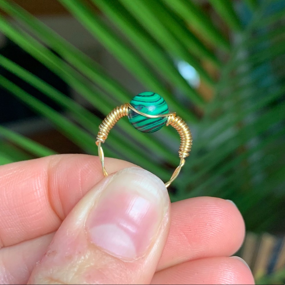 Machalite healing crystal ring